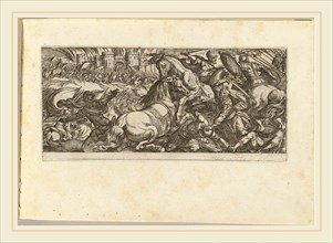 Antonio Tempesta, Italian (1555-1630), Battle Scene with Two Horses Attacking Each Other, etching