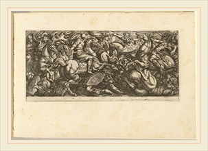 Antonio Tempesta, Italian (1555-1630), Cavalry Charge with Soldiers and Horses Trampled, etching