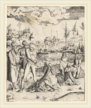 Master MZ, German (active c. 1500), The Martyrdom of Saint Catherine, engraving on laid paper