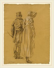 Philibert d'Amiens de Ranchicourt, French (1781-1825), A Fashionable Couple Seen from Behind, c.
