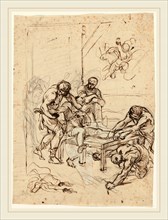 Lodovico Carracci, The Martyrdom of Saint Lawrence, Italian, 1555-1619, pen and brown and gray ink