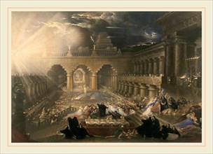 John Martin, Belshazzar's Feast, British, 1789-1854, 1826, hand-colored mixed media intaglio