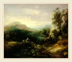 Thomas Gainsborough, Mountain Landscape with Bridge, British, 1727-1788, c. 1783-1784, oil on