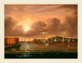 Thomas Chambers, Threatening Sky, Bay of New York, American, 1808-1866 or after, mid 19th century,