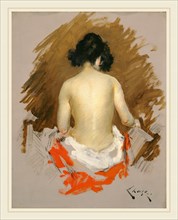 William Merritt Chase, Nude, American, 1849-1916, c. 1901, oil on canvas