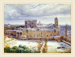 André Giroux, French (1801-1879), Santa TrinitÃ  dei Monti in the Snow, 1825-1830, oil on paper on
