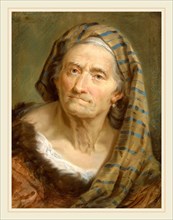 Giuseppe Nogari, An Elderly Woman in a Striped Shawl, Italian, 1699-1763, c. 1743, pastel on two