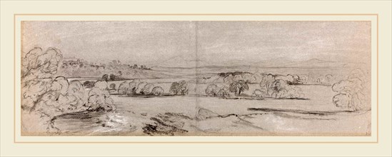 Peter De Wint, British (1784-1849), A View near Lowther, brush and black ink with black and white
