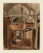 William Henry Hunt, British (1790-1864), Interior of Bushey Church, 1815-1820, pen and brown ink