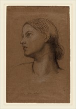 George Frederic Watts, British (1817-1904), Head of a Young Woman, 1860s, black chalk heightened