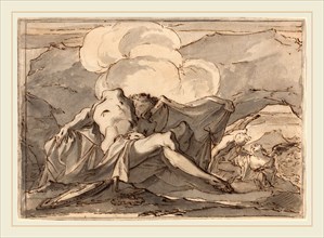 Paul Troger, Austrian (1698-1762), The Dead Christ with Angels, pen and iron gall ink and gray wash