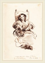 Richard Parkes Bonington, British (1802-1828), Sketch of a Woman, 1828, pen and brown ink on wove