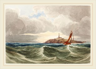 Attributed to James Bulwer, British (1794-1879), Seascape with Lighthouse, watercolor