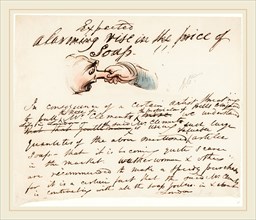 George Cruikshank, British (1792-1878), "Expected--alarming rise in the price of soap!", pen and