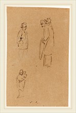 John Linnell, British (1792-1882), Figure Studies, graphite on brown wove paper
