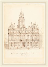 Robert Smirke, British (1752-1845), HÃ´tel de Ville, Place des Terreaux, Lyons, 1845, pen and brown