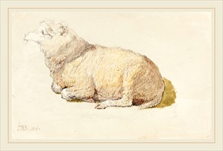 James Ward, British (1769-1859), A Sheep Resting, c. 1800-1810, graphite with watercolor and green