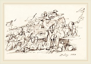 Sir David Wilkie (Scottish, 1785-1841), Battle Scene, 1840, pen and black ink on wove paper