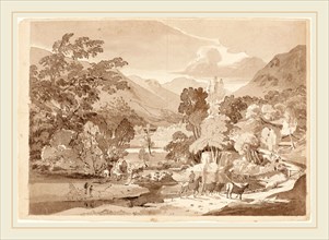 British 19th Century, A Mountainous Landscape, first half 19th century, pen and black ink with gray