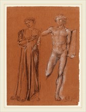Sir Edward Coley Burne-Jones, British (1833-1898), Orpheus and Eurydice, black and white chalk with