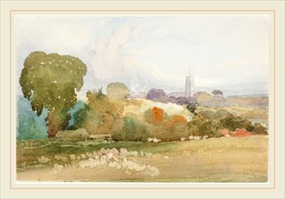 James Bulwer, British (1794-1879), Landscape with Church Steeple, 1828, watercolor and graphite