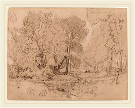 John Sell Cotman, British (1782-1842), Wooded Landscape, probably 1841, black chalk heightened with