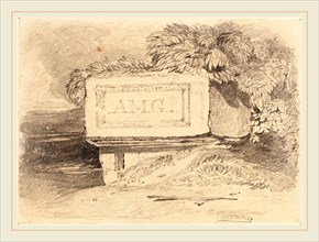 John Sell Cotman, British (1782-1842), Ruined Tomb Inscribed "A.M.G.", graphite on tan paper