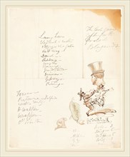 George Cruikshank, British (1792-1878), Sketches of Head, Arm, and Kneeling Figure, graphite, pen