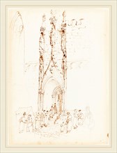 John Skinner Prout, British (1806-1876), A Gothic Arch, pen and brown ink over graphite on wove