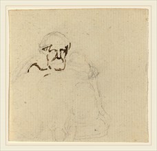 John Flaxman, British (1755-1826), Bearded Figure, pen and brown ink over graphite