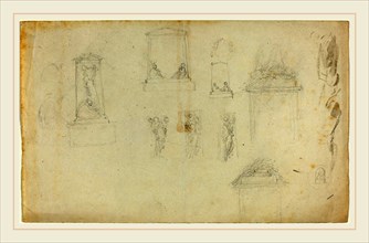 John Flaxman, British (1755-1826), Studies for a Monument, graphite on laid paper