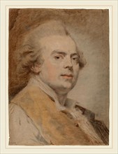 Claude Hoin, French (1750-1817), Self-Portrait, c. 1780, red and black chalks, and pastel with