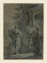 French 17th Century, Figures (Christ Calling One of the Apostles?), 17th century, black chalk with