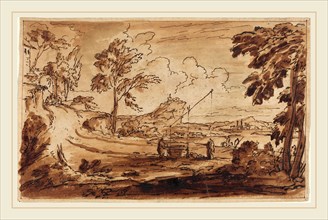 French 17th Century, At the Dram Well, 17th century, pen and brown ink with brown wash