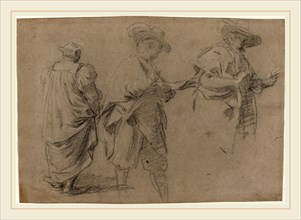Attributed to Eustache Le Sueur, French (1617-1655), A Judge and Two Gentlemen Lawyers, black chalk