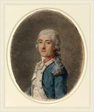 French 18th Century, Portrait of a Man in a Military Uniform, 18th century, black, blue, and red