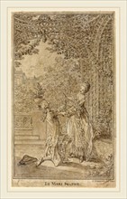 Hubert FranÃ§ois Gravelot, French (1699-1773), Le Mari sylphe, 1765, pen and black ink with gray