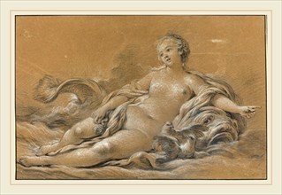 FranÃ§ois Boucher, French (1703-1770), Venus Reclining on a Dolphin, c. 1745, black chalk