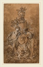 FranÃ§ois Boucher, French (1703-1770), Design for a Funeral Monument, c. 1767, black chalk and
