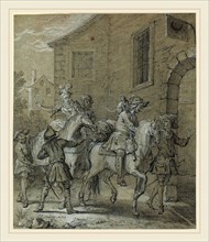 Jean-Baptiste Oudry, French (1686-1755), L'Arrivee de l'Operateur dans l'hotellerie, 1727, black