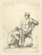 Augustin Pajou, French (1730-1809), The Ludovisi Menander, 1752-1756, pen and black ink with gray