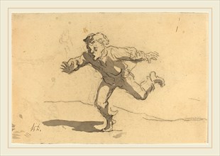 Honoré Daumier, French (1808-1879), The Young Courier, black crayon and gray wash on laid paper;