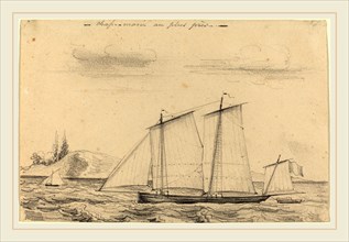 Charles Meryon, French (1821-1868), Chasse-maree au plus pres, graphite