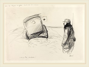 Jean-Louis Forain, Sur la ligne de feu, French, 1852-1931, c. 1914-1919, black crayon with brush
