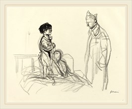 Jean-Louis Forain, Mother and Child Visited by Soldier in Hospital, French, 1852-1931, c.