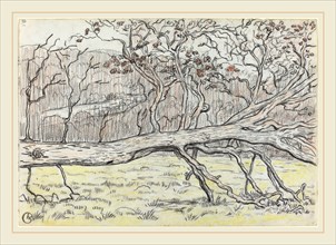 Georges Lacombe, French (1868-1916), Felled Tree, Normandy, 1898, charcoal with red-brown and