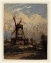 Constant Troyon, French (1810-1865), A Windmill against a Cloudy Sky, 1845-1850, oil paint over