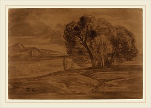 Alexandre-Gabriel Decamps, French (1803-1860), Oriental Landscape, c. 1845, charcoal counterproof