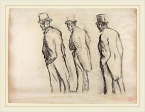 Edgar Degas, French (1834-1917), Three Studies of Ludovic Halévy Standing, c. 1880, charcoal