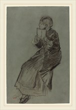 Edgar Degas, French (1834-1917), Woman Reading a Book, c. 1879, black chalk with stumping,